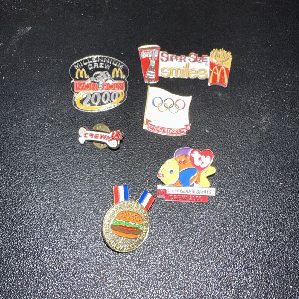 Assorted Mcdonald's Pins Beanie Babies 2000 Super Size Smiles Monopoly